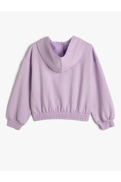 Koton Kız Çocuk Kapşonlu Sweatshirt Ayıcık Baskılı Beli ve Manşetleri Lastikli Uzun Kollu