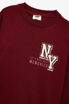 Koton Erkek Çocuk Pamuklu Uzun Kollu Bisiklet Yaka Baskılı Sweatshirt