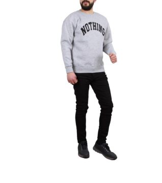 Hipatu Üç İplik Şardonlu Nothıng Baskılı Gri Sweat