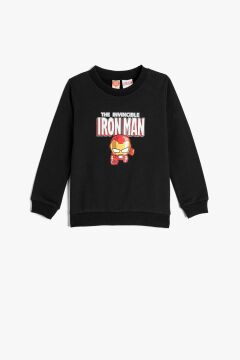 Koton Erkek Bebek Iron Man Sweatshirt Lisanslı Uzun Kollu Bisiklet Yaka Pamuklu