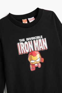 Koton Erkek Bebek Iron Man Sweatshirt Lisanslı Uzun Kollu Bisiklet Yaka Pamuklu