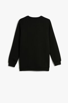 Koton Erkek Çocuk Sweatshirt Bisiklet Yaka Slogan Baskılı Uzun Kollu Şardonlu