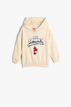 Koton Erkek Bebek Spiderman Kapşonlu Sweatshirt Lisanslı Uzun Kollu Pamuklu