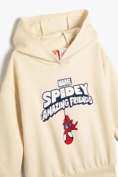 Koton Erkek Bebek Spiderman Kapşonlu Sweatshirt Lisanslı Uzun Kollu Pamuklu