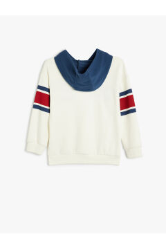 Koton Erkek Çocuk Kapşonlu Sweatshirt Uzun Kollu Kolej Baskılı Pamuklu