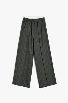 Koton Kız Çocuk Beli Lastikli Çizgili Bol Paça Pantolon