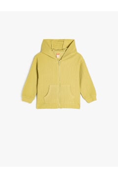 Koton Erkek Bebek Pamuklu Kanguru Cepli Fermuarlı Basic Kapşonlu Sweatshirt