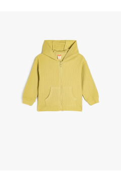 Koton Erkek Bebek Pamuklu Kanguru Cepli Fermuarlı Basic Kapşonlu Sweatshirt