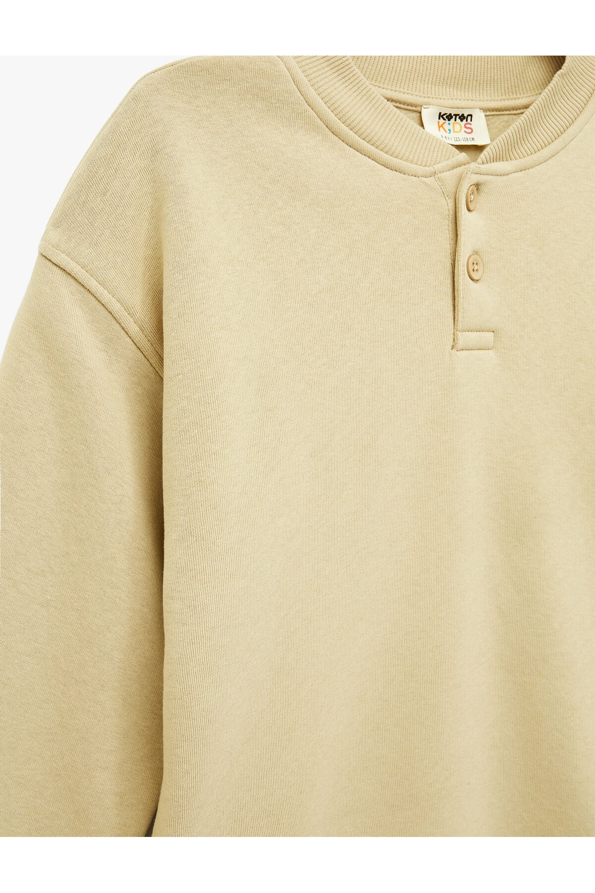 Koton Erkek Çocuk Uzun Kollu Düğme Detaylı Yuvarlak Yaka Oversize Sweatshirt