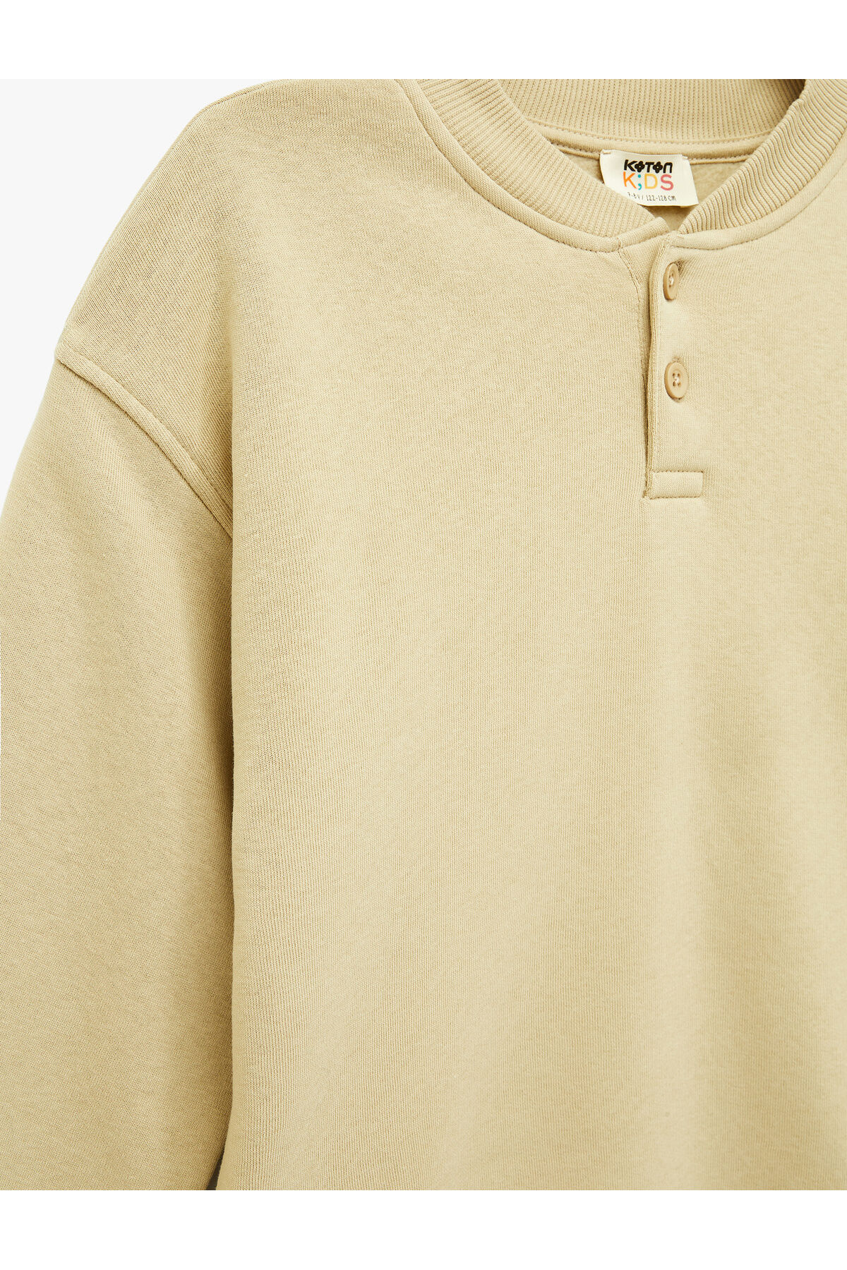 Koton Erkek Çocuk Uzun Kollu Düğme Detaylı Yuvarlak Yaka Oversize Sweatshirt