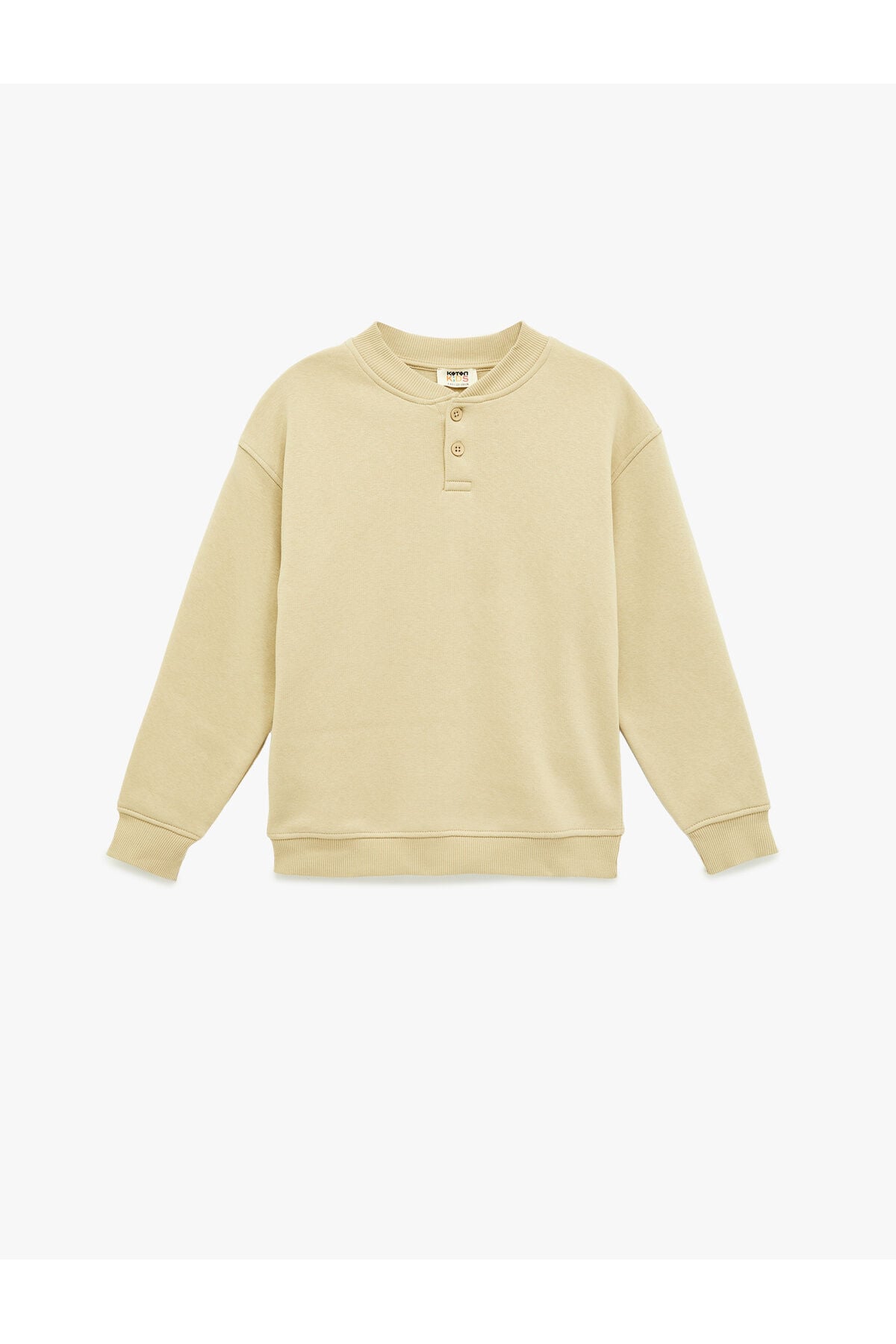 Koton Erkek Çocuk Uzun Kollu Düğme Detaylı Yuvarlak Yaka Oversize Sweatshirt