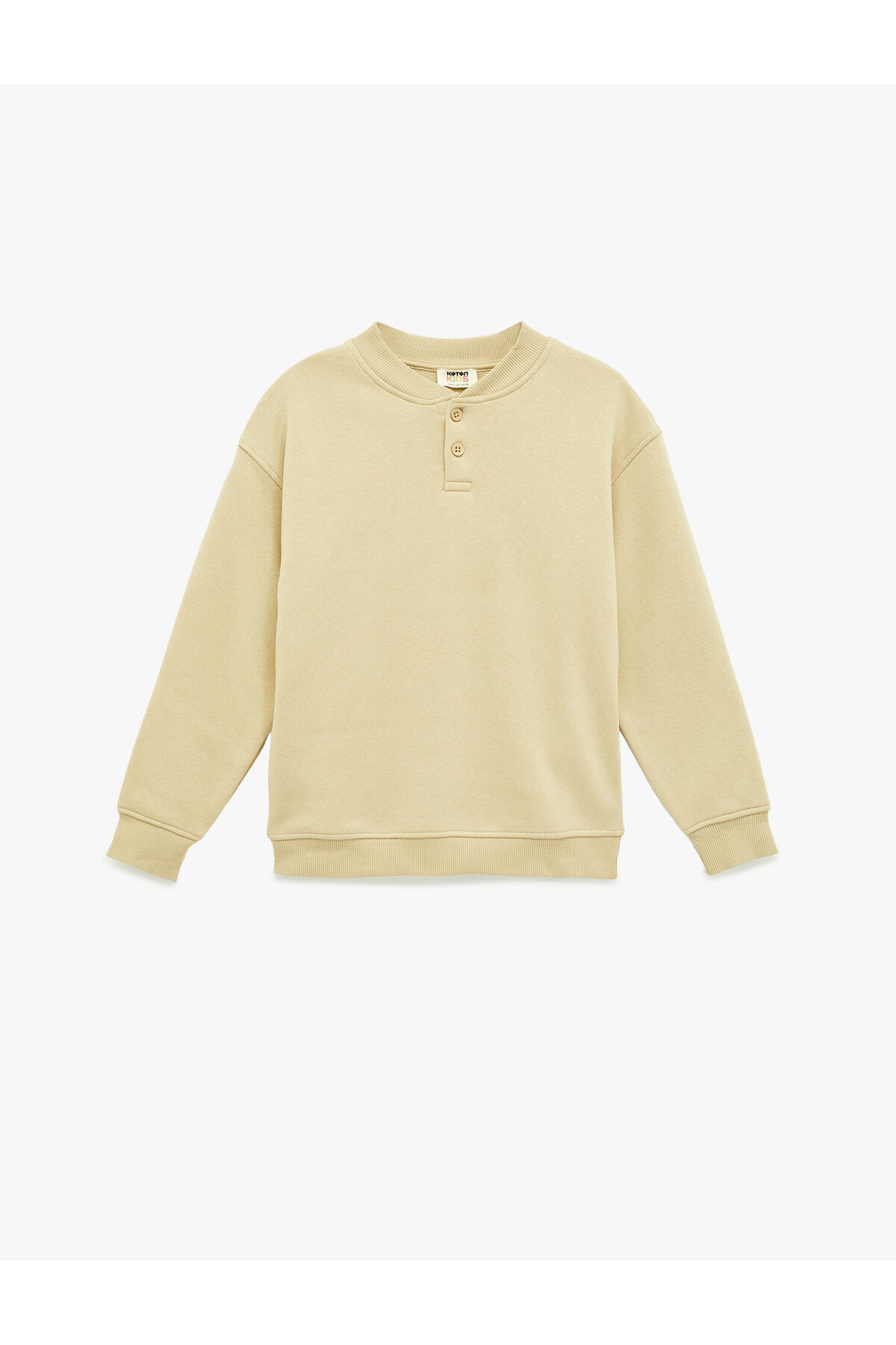 Koton Erkek Çocuk Uzun Kollu Düğme Detaylı Yuvarlak Yaka Oversize Sweatshirt