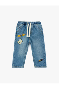 Koton Erkek Bebek Beli Bağcıklı Cepli İşleme Detaylı Pamuklu Denim Pantolon