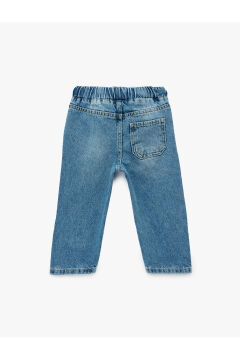Koton Erkek Bebek Beli Bağcıklı Cepli İşleme Detaylı Pamuklu Denim Pantolon