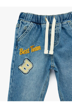 Koton Erkek Bebek Beli Bağcıklı Cepli İşleme Detaylı Pamuklu Denim Pantolon