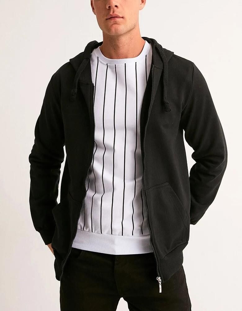 Hipatu 2 İp Şardonlu Fermuarlı Kapşonlu Oversize Sweatshırt Ceket