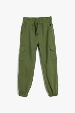Koton Erkek Çocuk Kargo Jogger Pantolon Cepli Beli Bağlamalı Pamuklu