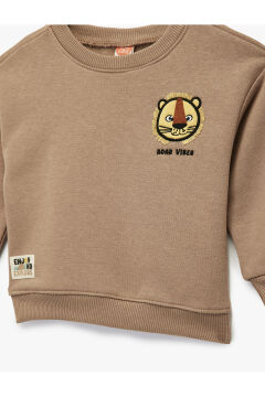 Koton Erkek Bebek Bisiklet Yaka Uzun Kollu Şardonlu Aslan Baskılı Sweatshirt