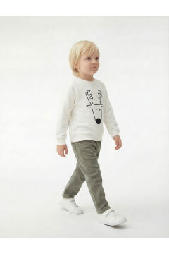 Koton Erkek Bebek Yılbaşı Baskılı Uzun Kollu Şardonlu Bisiklet Yaka Sweatshirt