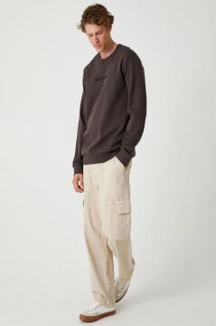 Koton Bisiklet Yaka Sweatshirt Slogan Baskılı Uzun Kollu Pamuklu İnterlok Kumaş