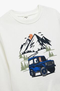 Koton Erkek Bebek Pamuklu Uzun Kollu Bisiklet Yaka Baskılı Sweatshirt