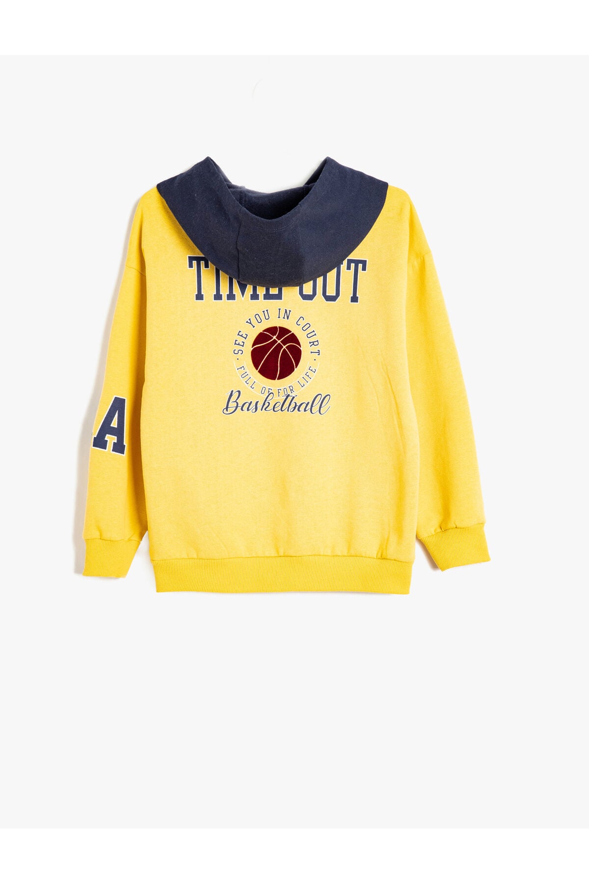 Koton Erkek Çocuk Kapşonlu Sweatshirt Baskı Detaylı Renk Bloklu Uzun Kollu