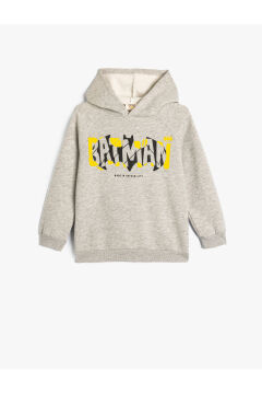 Koton Erkek Çocuk Batman Kapşonlu Sweatshirt Lisanslı Uzun Kollu Şardonlu