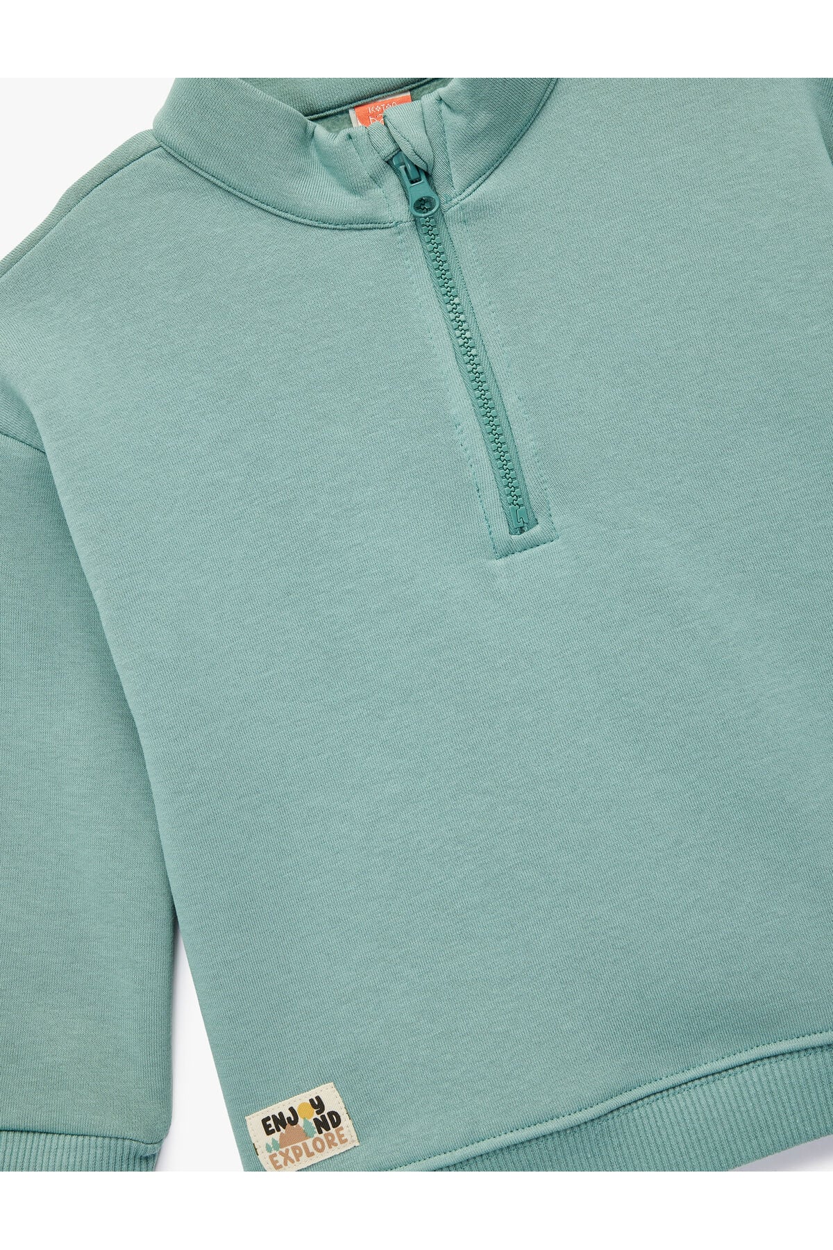 Koton Erkek Bebek Şardonlu Uzun Kollu Yarım Fermuarlı Dik Yaka Oversize Sweatshirt