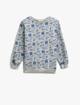 Koton Erkek Çocuk Baskılı Sweatshirt Bisiklet Yaka