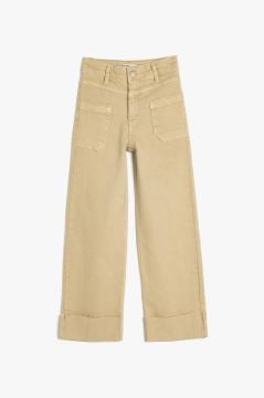 Koton Kız Çocuk Kot Pantolon Geniş Paça Cepli Pamuklu - Wide Leg Jean