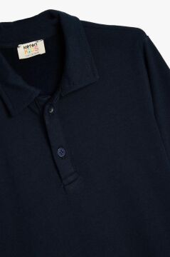 Koton Erkek Çocuk Polo Yaka Sweatshirt Uzun Kollu Düğme Detaylı Pamuklu
