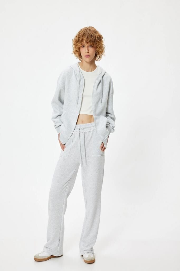 Koton Kapüşonlu Fermuarlı Oversize Sweatshirt Kanguru Cepli