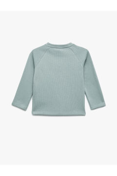 Koton Erkek Bebek Pamuklu Düğmeli Uzun Reglan Kollu Bisiklet Yaka Sweatshirt