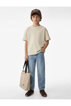 Koton Erkek Çocuk Beli Lastikli Düğmeli Rahat Kesim Denim Pantolon
