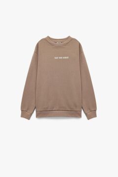 Koton Erkek Çocuk Pamuklu Uzun Kollu Bisiklet Yaka Baskılı Sweatshirt