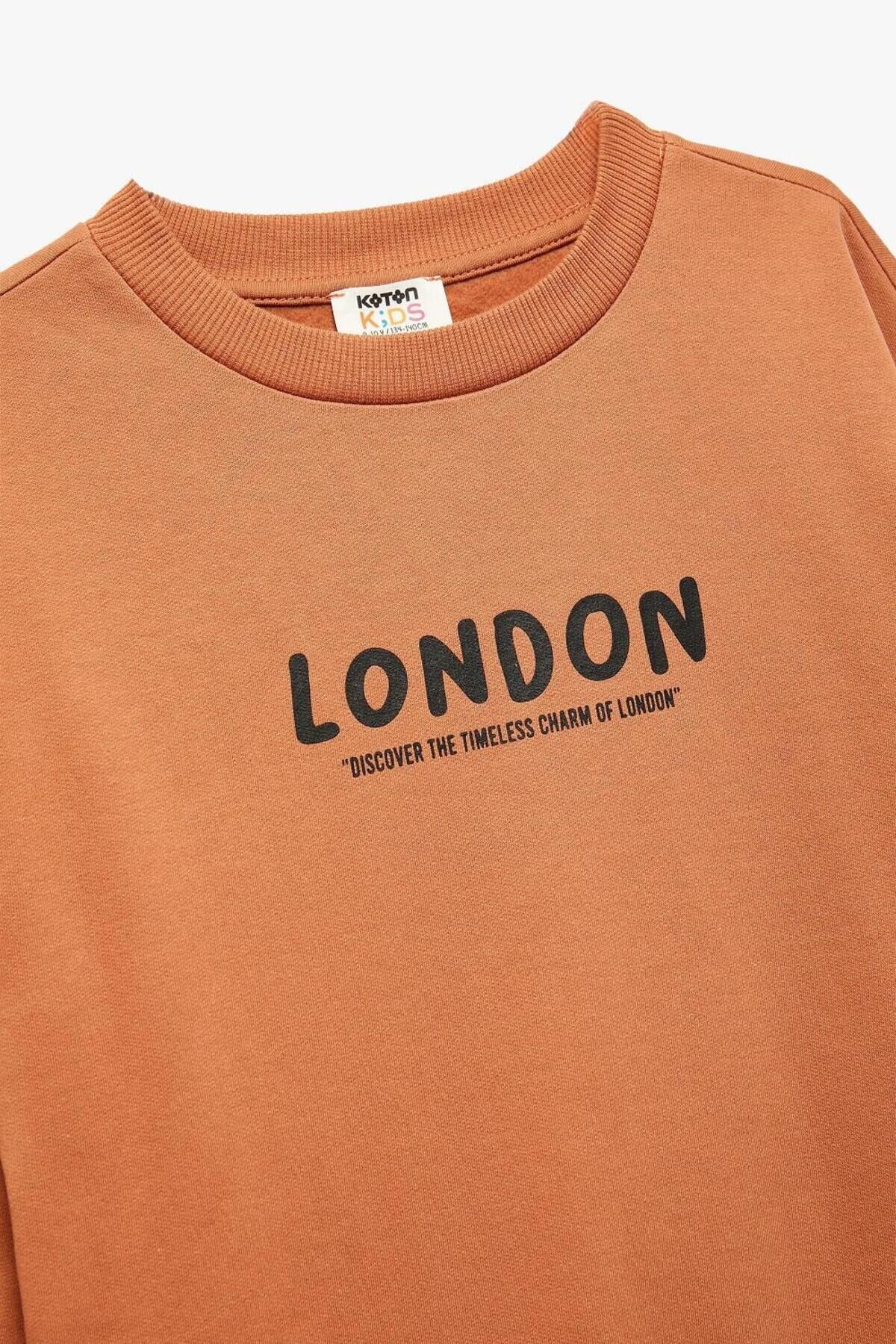 Koton Erkek Çocuk Pamuklu Uzun Kollu Bisiklet Yaka Baskılı Şardonlu Oversize Sweatshirt