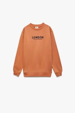 Koton Erkek Çocuk Pamuklu Uzun Kollu Bisiklet Yaka Baskılı Şardonlu Oversize Sweatshirt