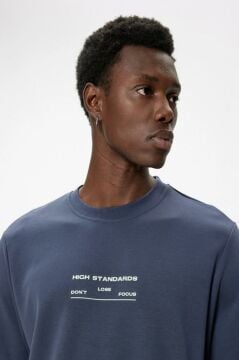 Koton Slogan Baskılı Sweatshirt Bisiklet Yaka Uzun Kollu Pamuklu