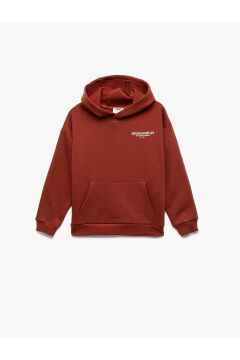 Koton Erkek Çocuk Uzun Kollu Baskılı Şardonlu Pamuklu Kapşonlu Sweatshirt