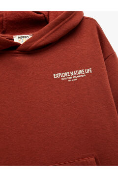 Koton Erkek Çocuk Uzun Kollu Baskılı Şardonlu Pamuklu Kapşonlu Sweatshirt