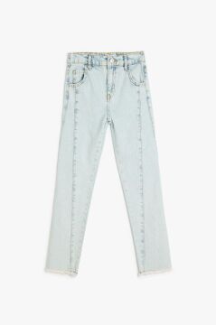 Koton Kız Çocuk Yüksek Bel Pamuklu Denim Pantolon - Boyfriend Jean