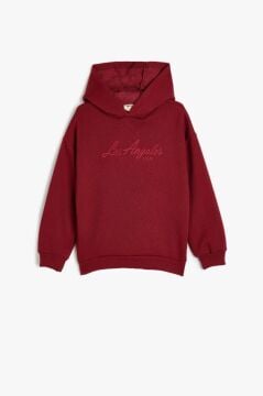 Koton Kız Çocuk Kapşonlu Sweatshirt Baskılı Uzun Kollu Üç İplik