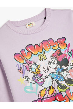 Koton Kız Çocuk Mickey Mouse ve Daisy Duck Sweatshirt Lisanslı Uzun Kollu Bisiklet Yaka Şardonlu