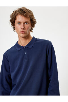 Koton Polo Yaka Sweatshirt Düğmeli Pamuklu