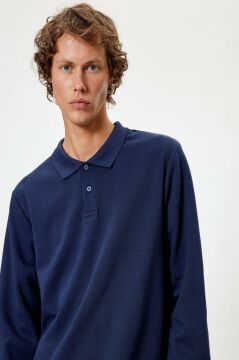 Koton Polo Yaka Sweatshirt Düğmeli Pamuklu