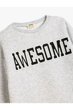 Koton Kız Çocuk Sweatshirt Baskılı Bisiklet Yaka Gömlek Etek Ucu Detaylı Şardonlu