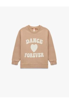 Koton Kız Bebek Baskılı Pamuklu Uzun Kollu Bisiklet Yaka Şardonlu Sweatshirt
