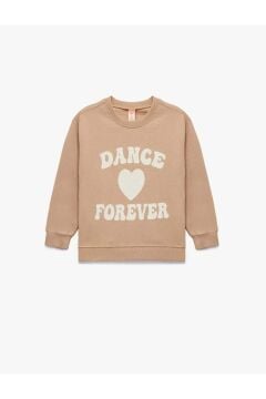 Koton Kız Bebek Baskılı Pamuklu Uzun Kollu Bisiklet Yaka Şardonlu Sweatshirt