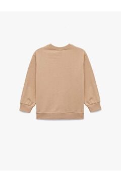 Koton Kız Bebek Baskılı Pamuklu Uzun Kollu Bisiklet Yaka Şardonlu Sweatshirt