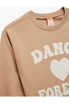 Koton Kız Bebek Baskılı Pamuklu Uzun Kollu Bisiklet Yaka Şardonlu Sweatshirt